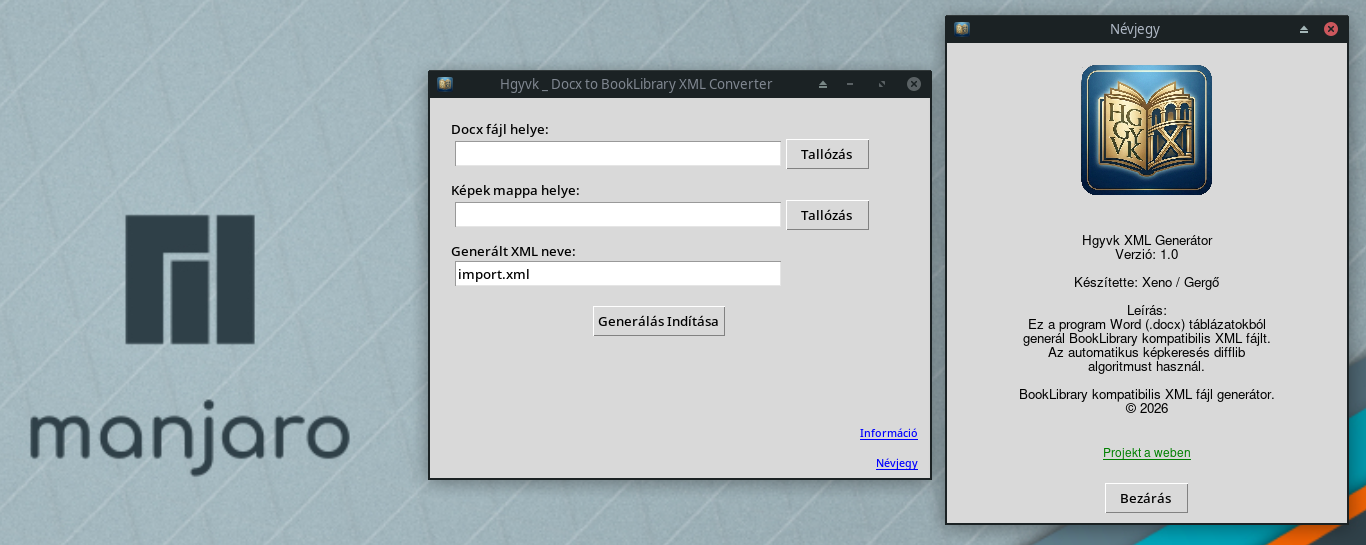Manjaro Linux printscreen a programról